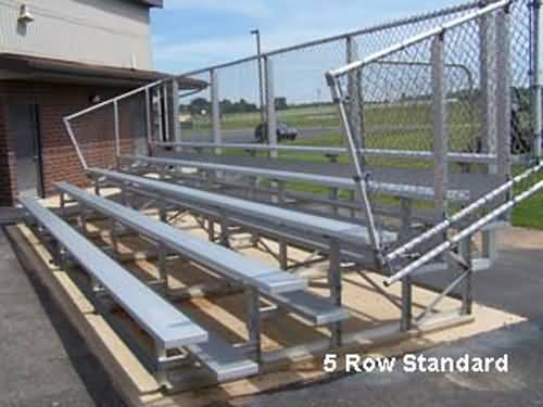 image of Standard Height Bleachers -8 Row -15ftL -Single Footplank Aluminum Understructure