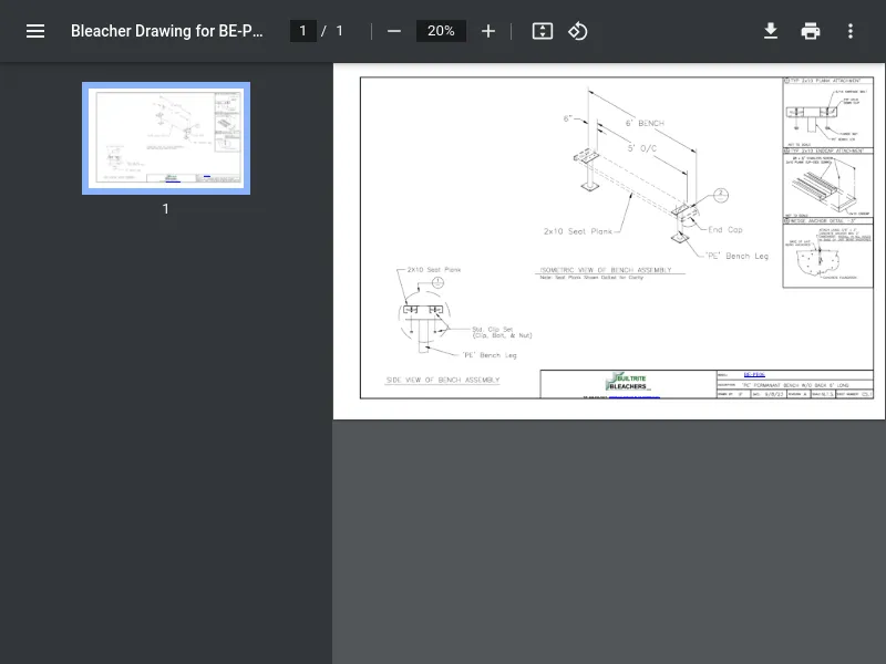 thumbnail image for Drawing w/ Measurements (L x W x H)