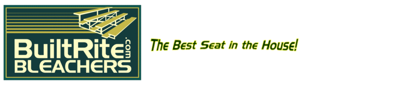 BuiltRiteBleachers.com logo and phone number website header. 